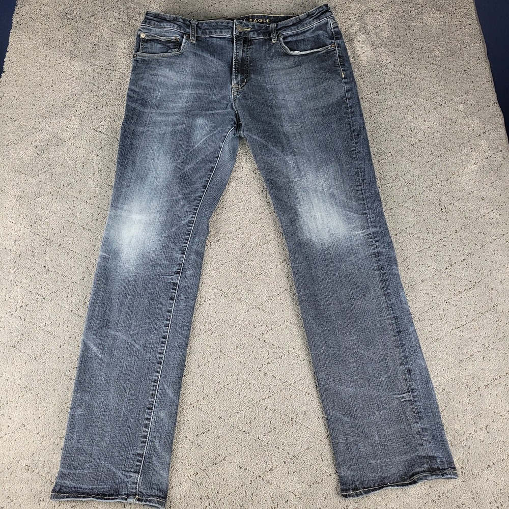 American Eagle Jeans Mens 38x34 Blue Original Straight Leg Stretch Denim